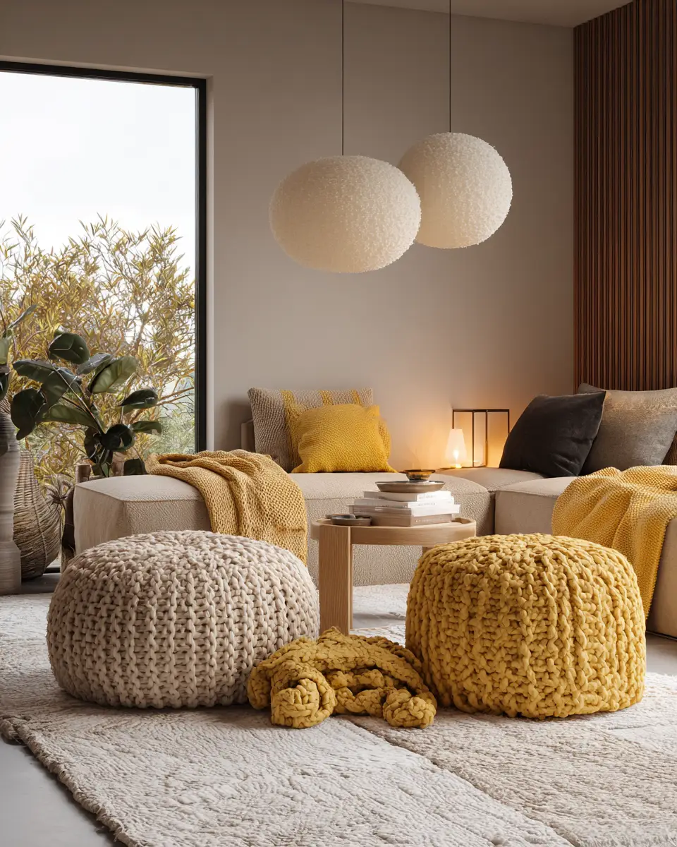 Soft Yellow Contemporary Living Room Decor Ideas
