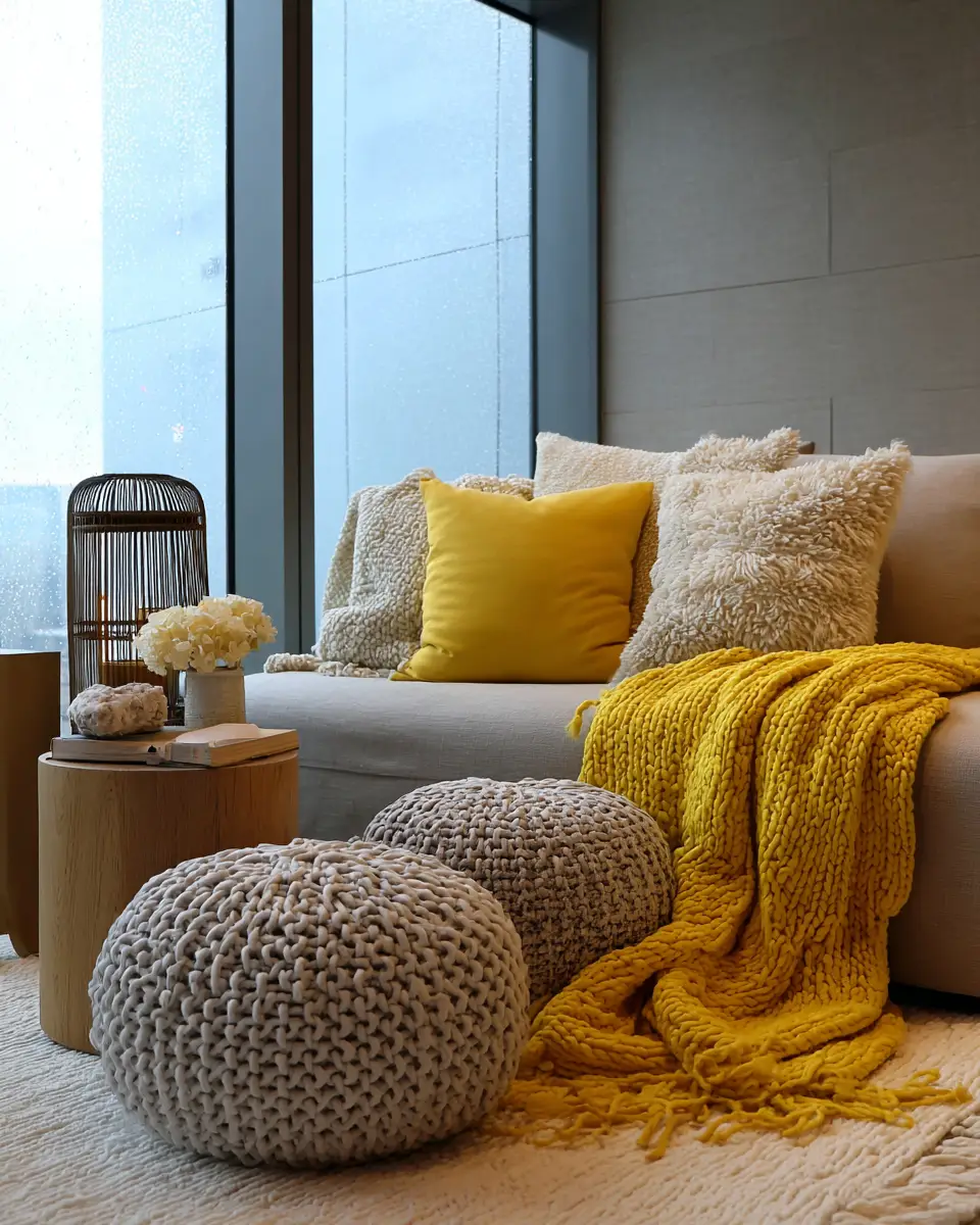Soft Yellow Contemporary Living Room Decor Ideas