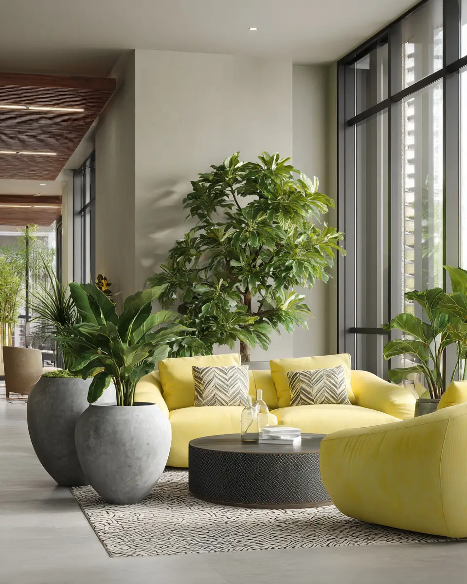 Soft Yellow Contemporary Living Room Decor Ideas