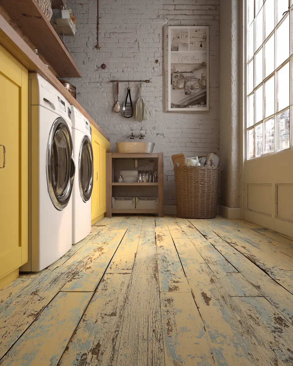 Soft Yellow Industrial Laundry Room Decor Ideas