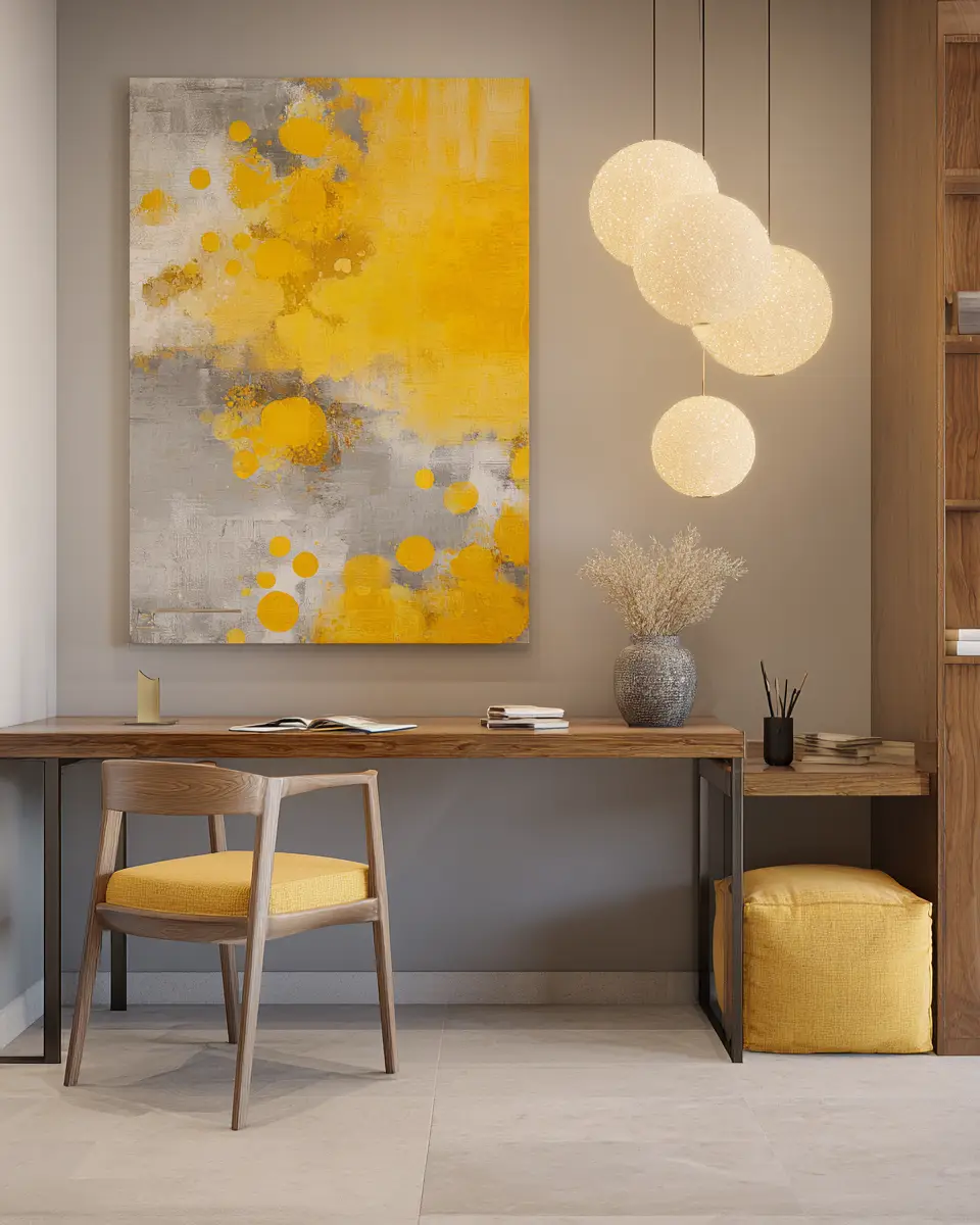 Soft Yellow Minimalist Home Office Decor Ideas