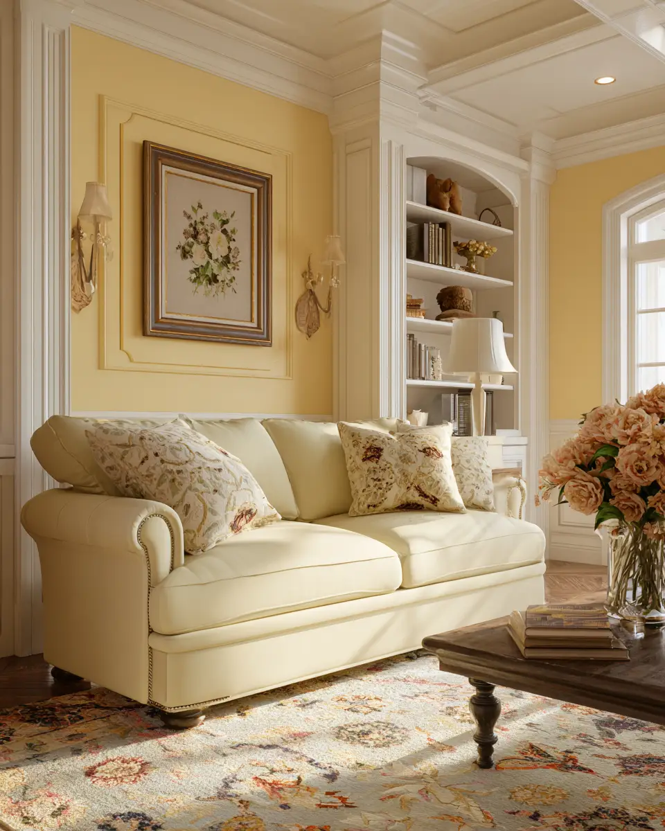 Soft Yellow Traditional Living Room Decor Ideas