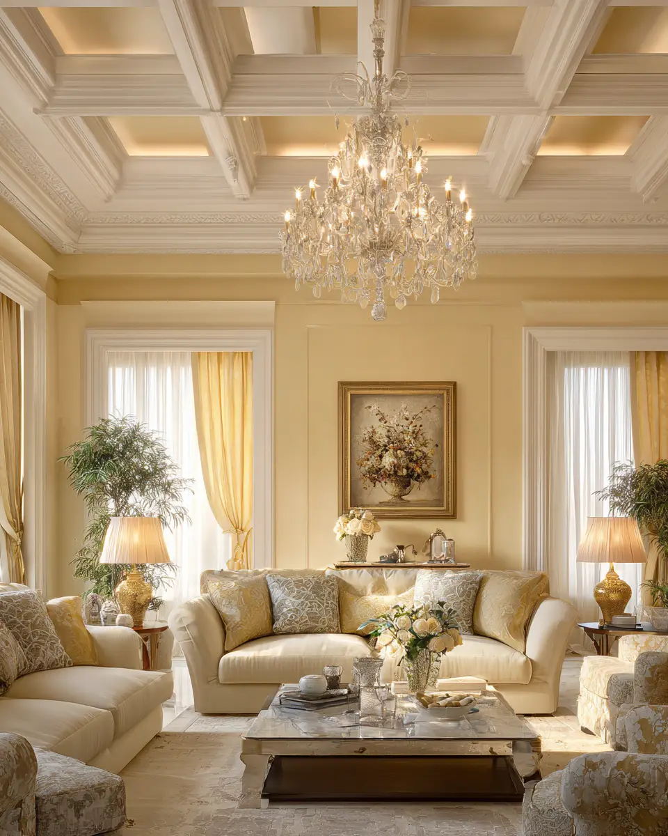 Soft Yellow Traditional Living Room Decor Ideas