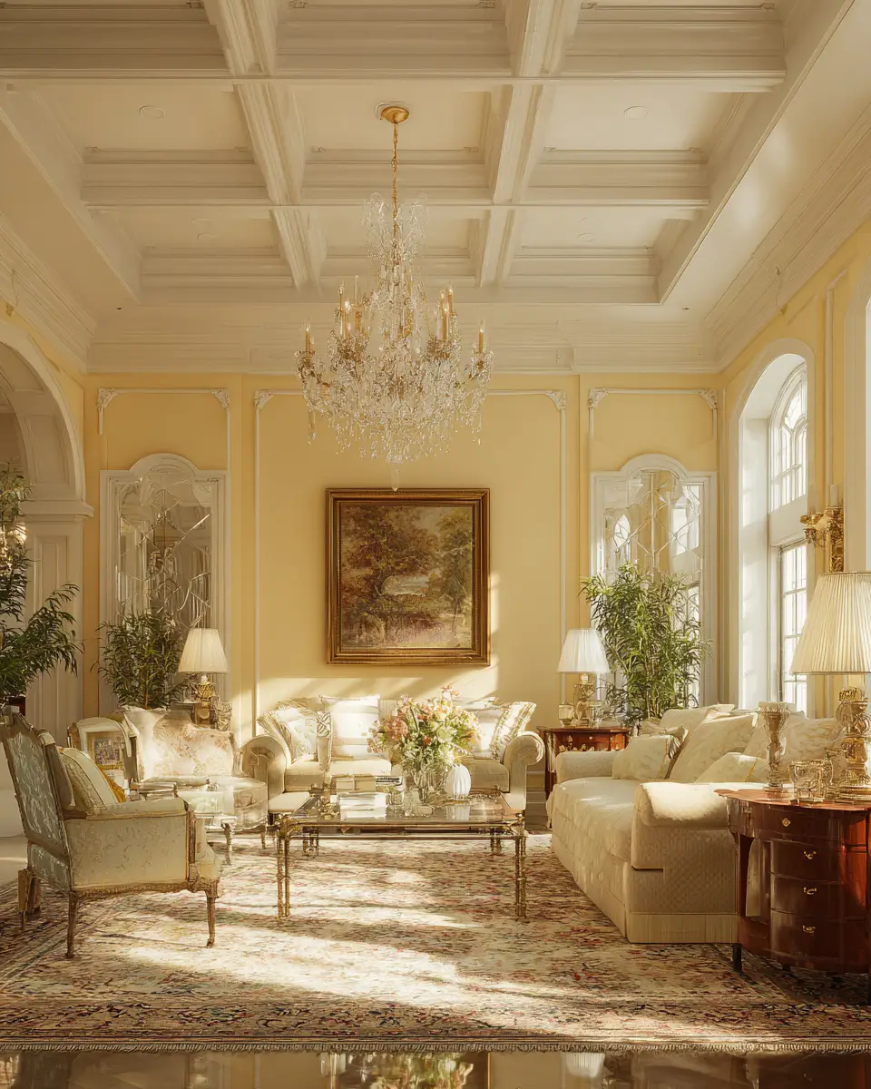 Soft Yellow Traditional Living Room Decor Ideas
