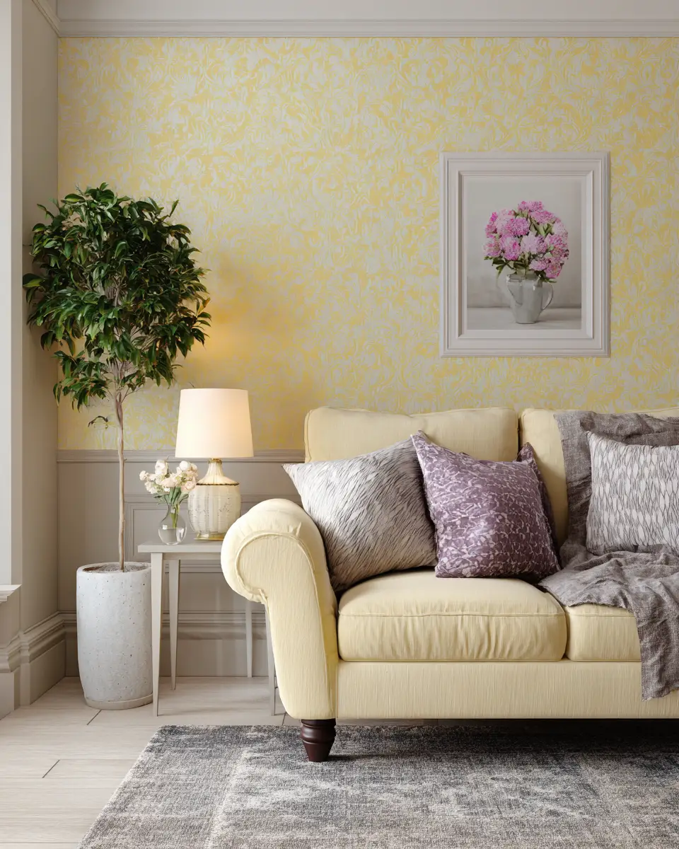 Soft Yellow Transitional Living Room Decor Ideas