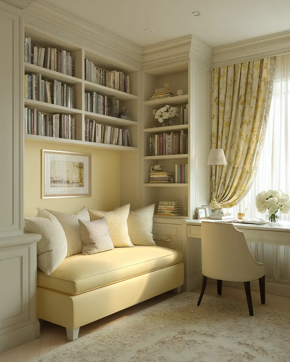 Soft Yellow Transitional Living Room Decor Ideas