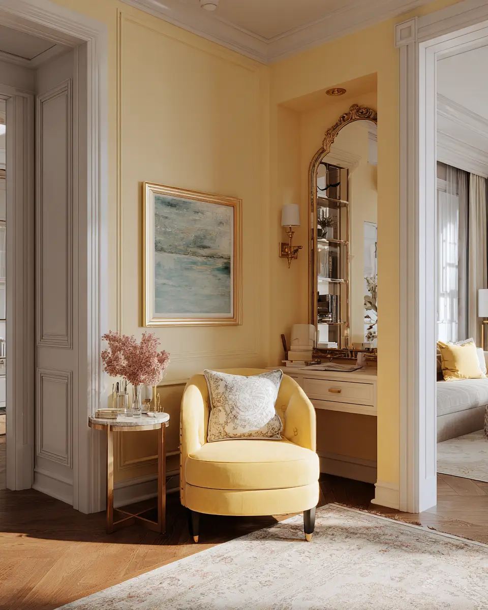 Soft Yellow Transitional Living Room Decor Ideas