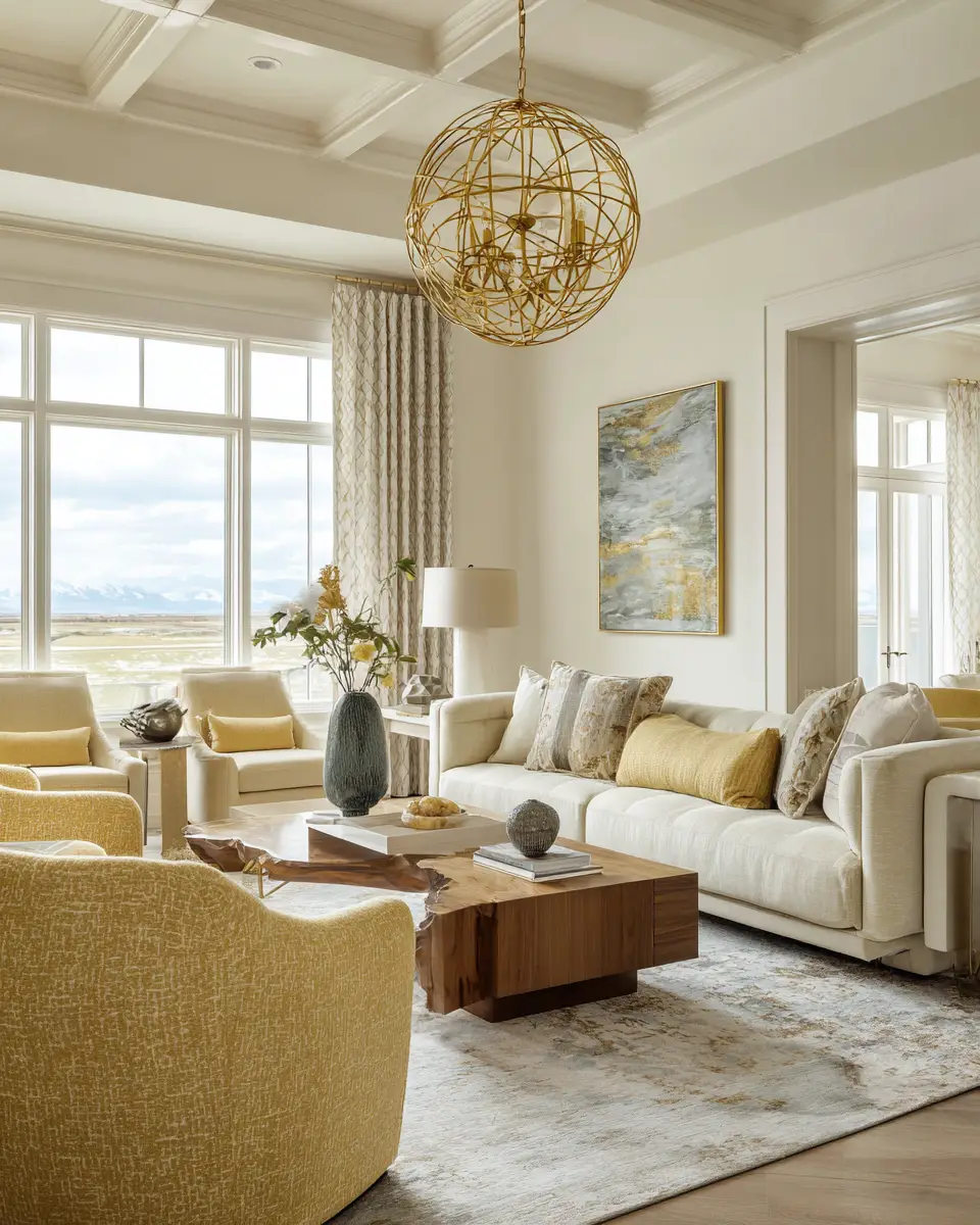 Soft Yellow Transitional Living Room Decor Ideas
