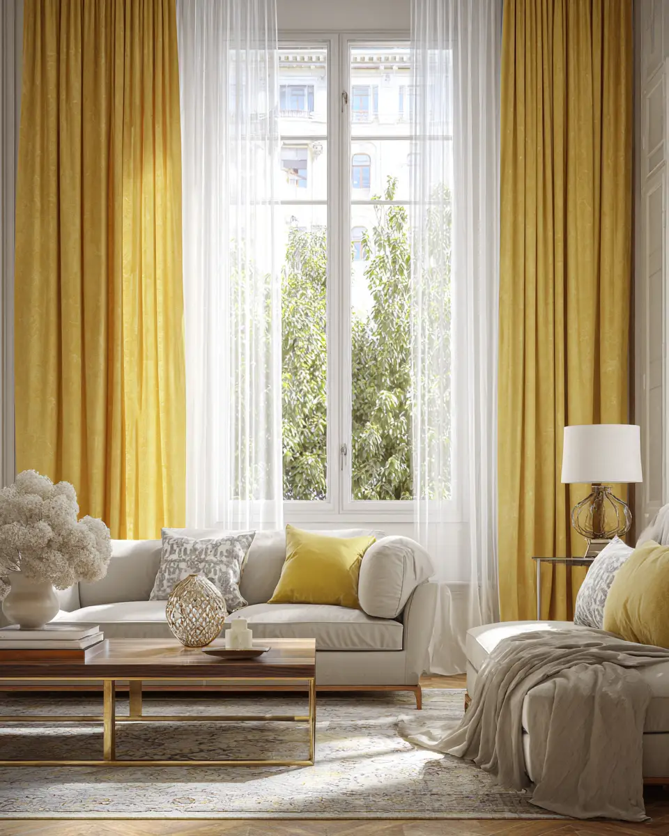 Soft Yellow Transitional Living Room Decor Ideas