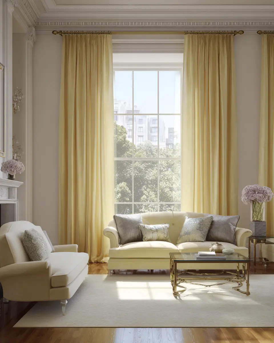 Soft Yellow Transitional Living Room Decor Ideas