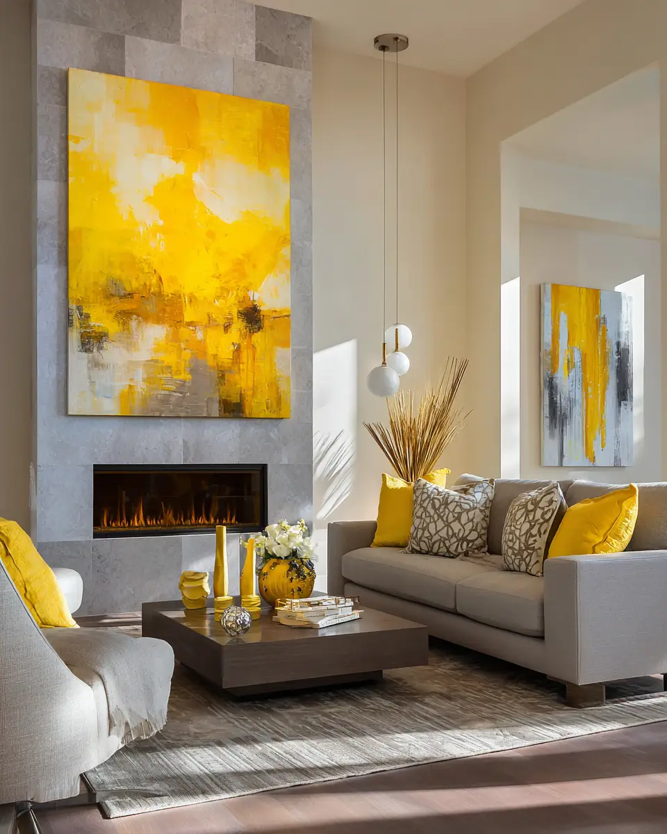 Soft Yellow Transitional Living Room Decor Ideas