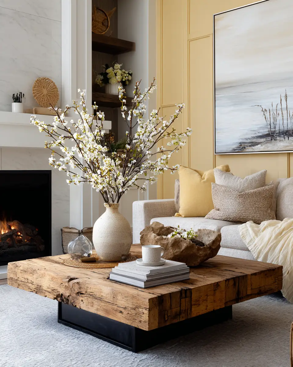 Soft Yellow Transitional Living Room Decor Ideas