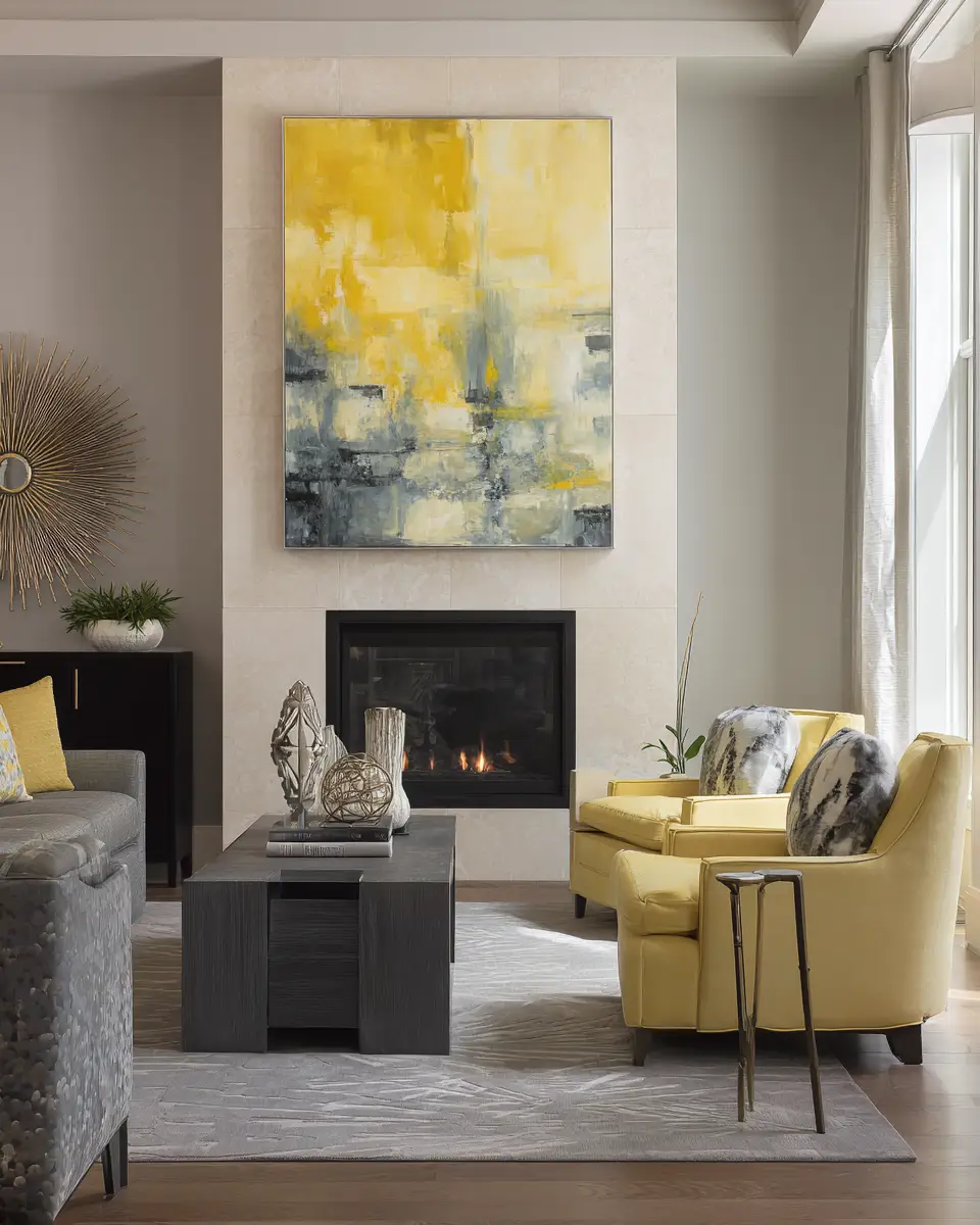 Soft Yellow Transitional Living Room Decor Ideas