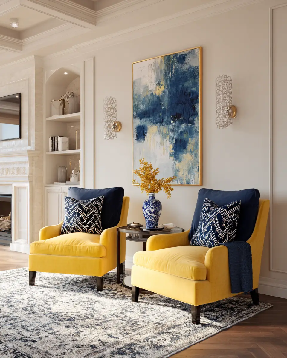 Soft Yellow Transitional Living Room Decor Ideas