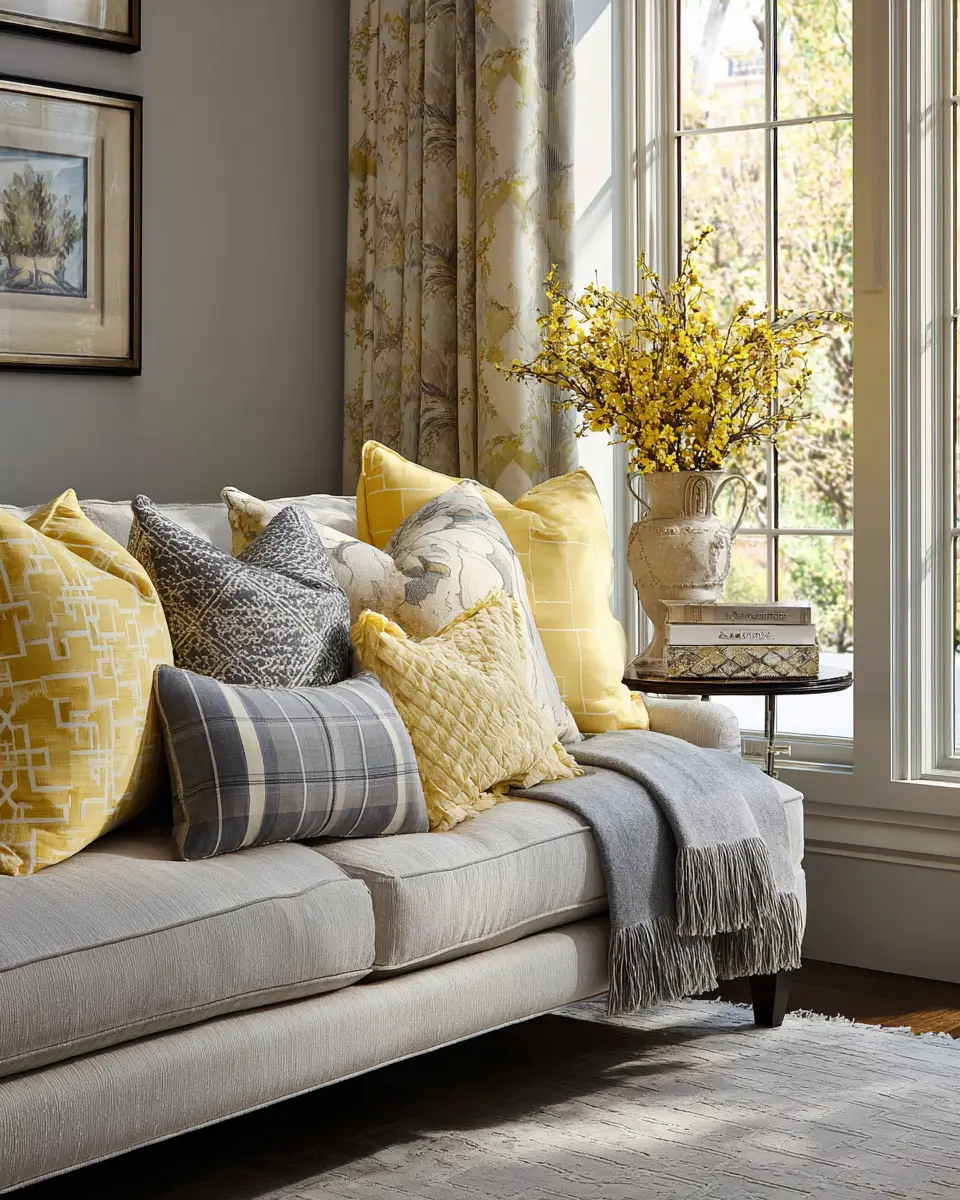 Soft Yellow Transitional Living Room Decor Ideas