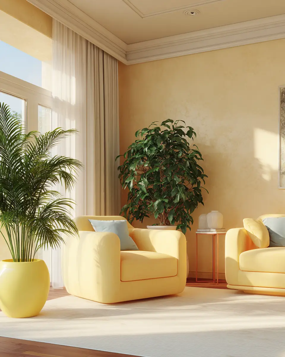 Soft Yellow Transitional Living Room Decor Ideas