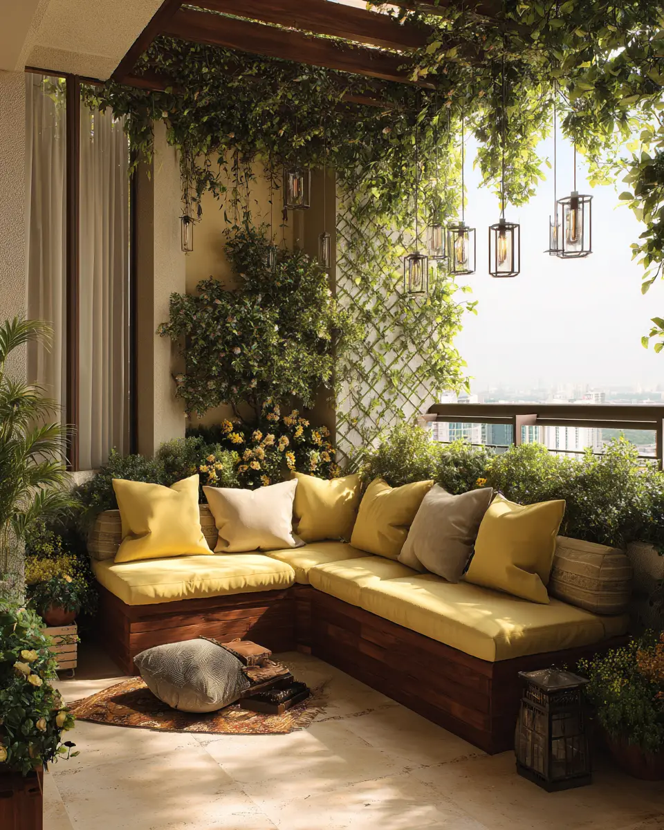 Soft Yellow Vintage Balcony Decor Ideas