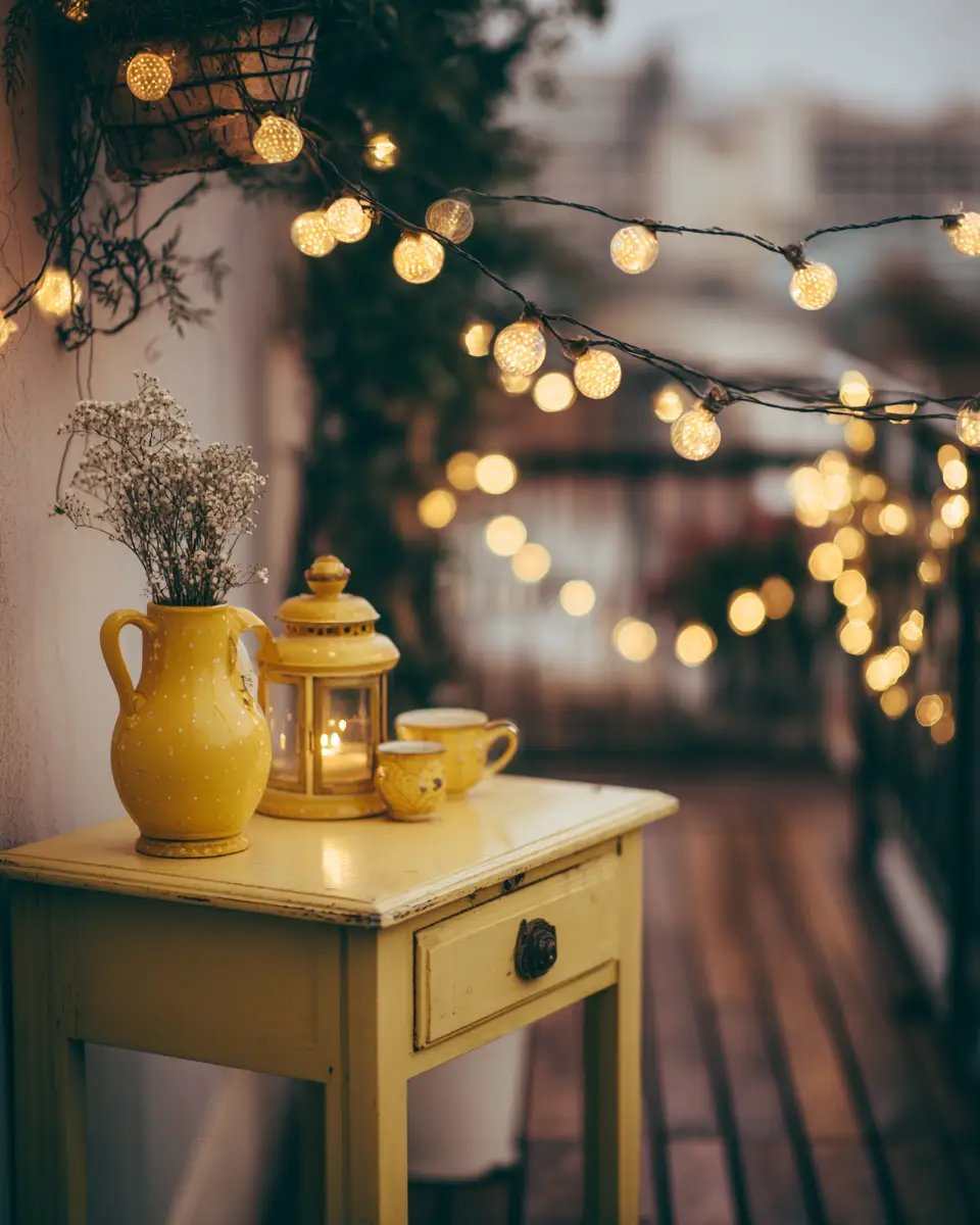 Soft Yellow Vintage Balcony Decor Ideas