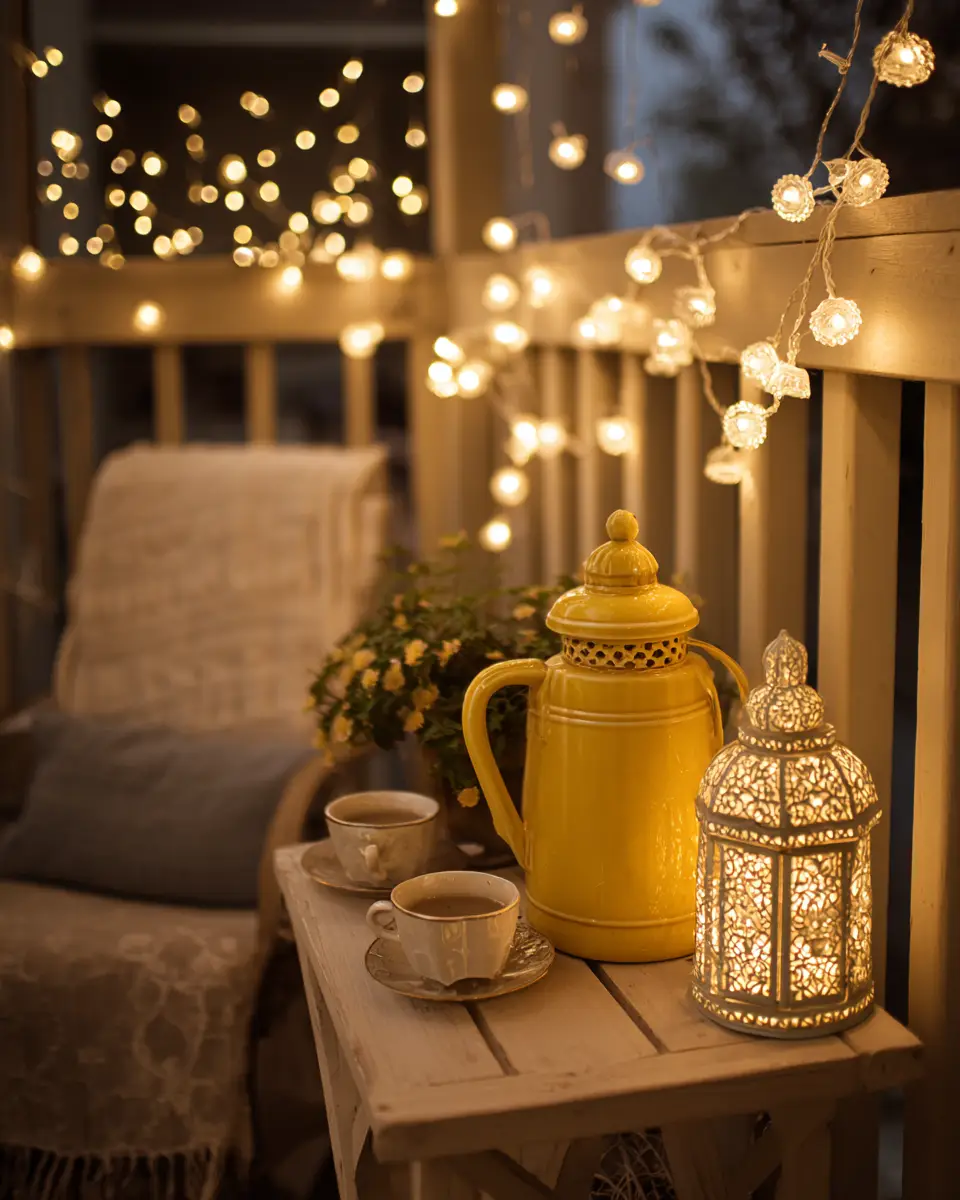 Soft Yellow Vintage Balcony Decor Ideas