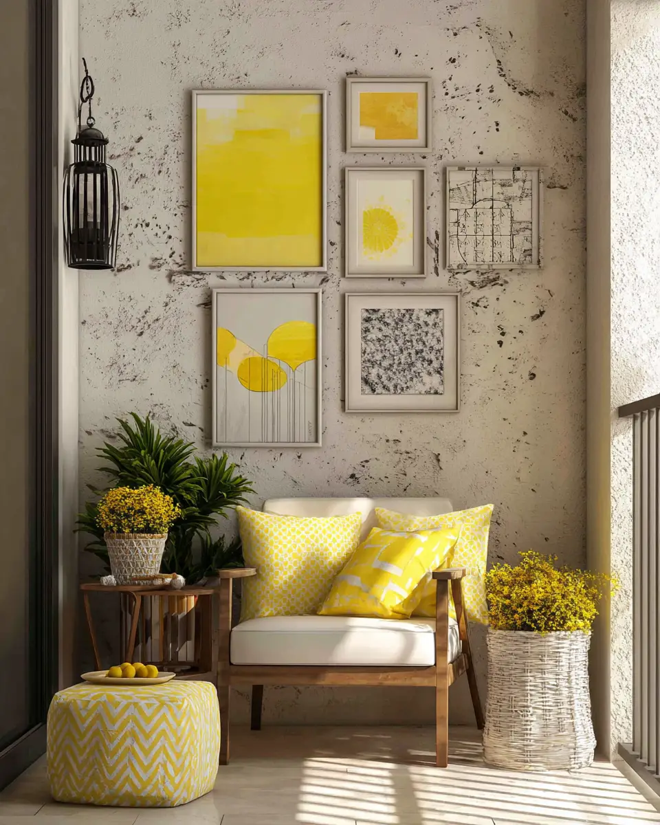 Soft Yellow Vintage Balcony Decor Ideas