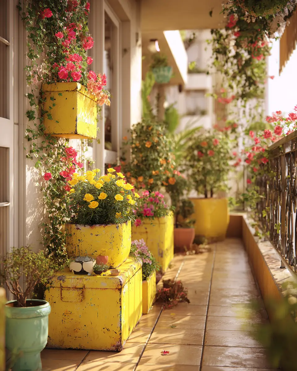 Soft Yellow Vintage Balcony Decor Ideas