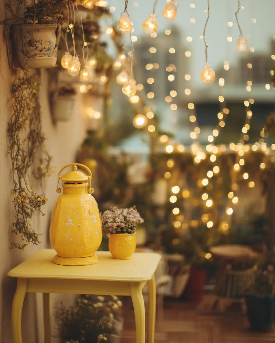 Soft Yellow Vintage Balcony Decor Ideas