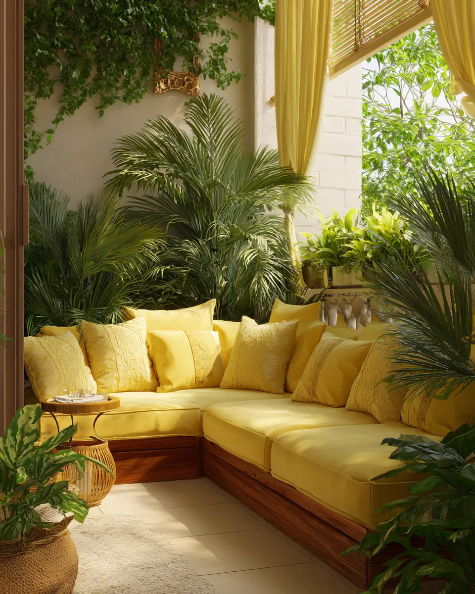 Soft Yellow Vintage Balcony Decor Ideas
