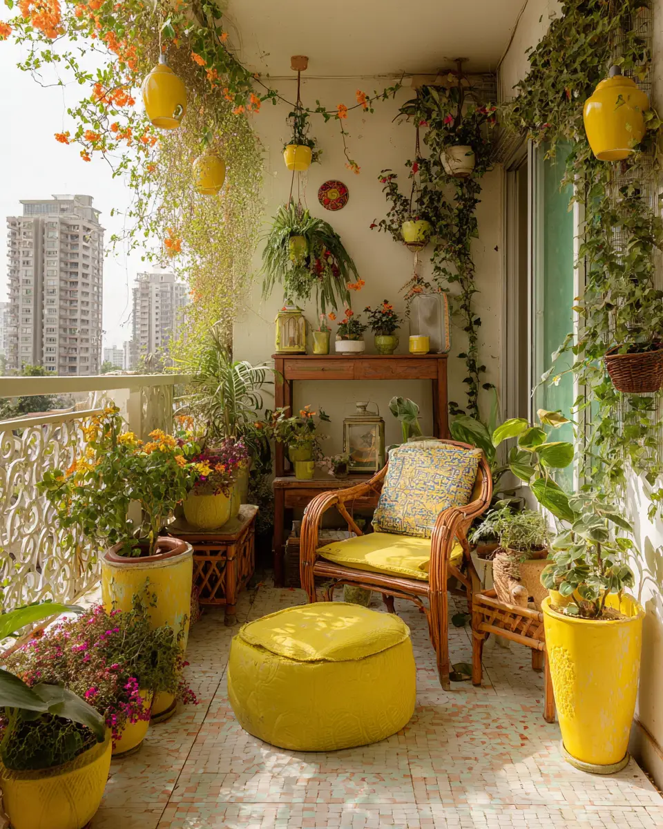 Soft Yellow Vintage Balcony Decor Ideas