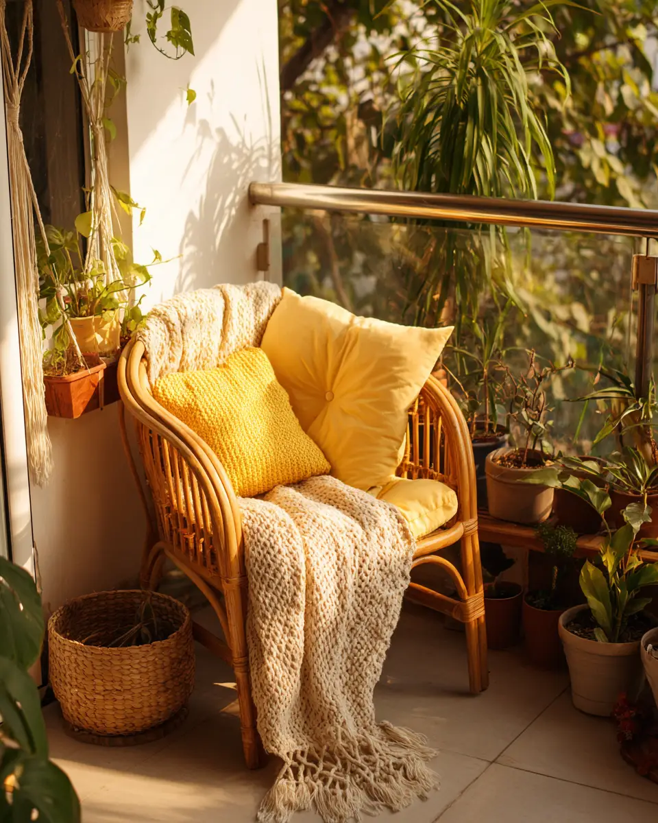 Soft Yellow Vintage Balcony Decor Ideas