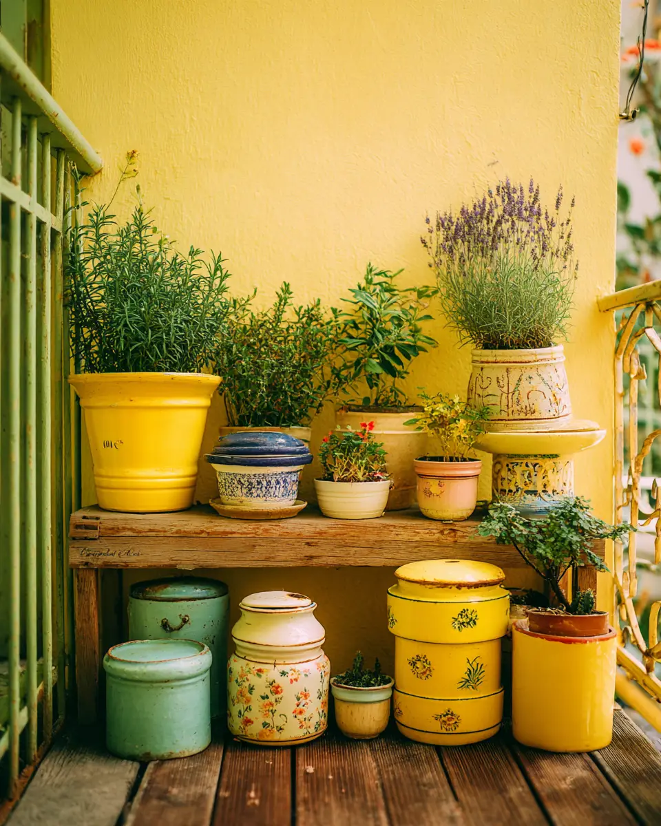 Soft Yellow Vintage Balcony Decor Ideas