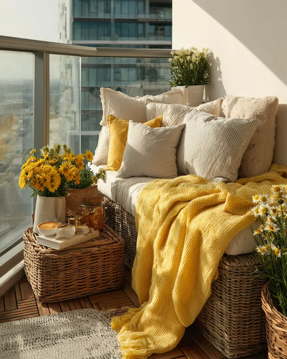 Soft Yellow Vintage Balcony Decor Ideas