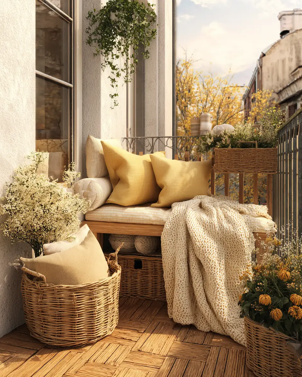Soft Yellow Vintage Balcony Decor Ideas