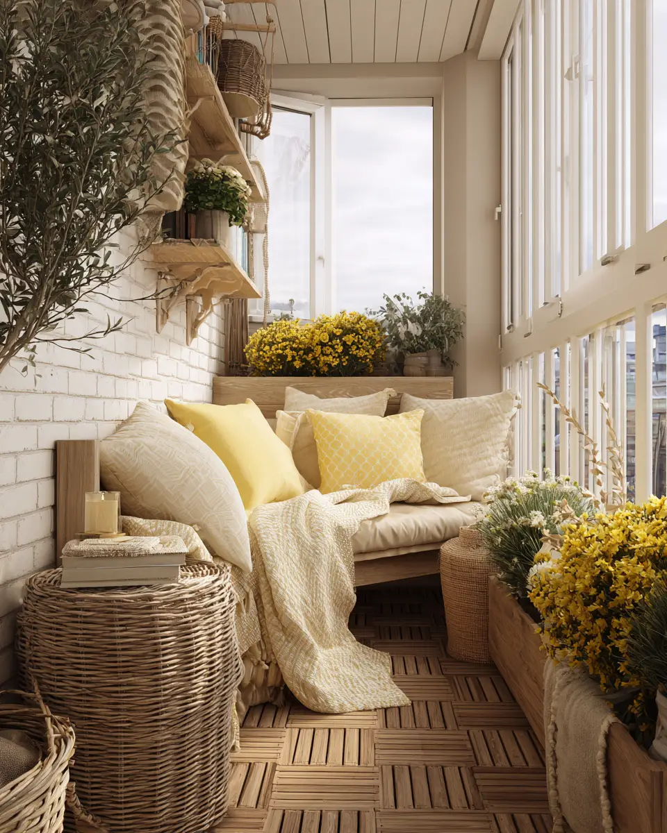 Soft Yellow Vintage Balcony Decor Ideas