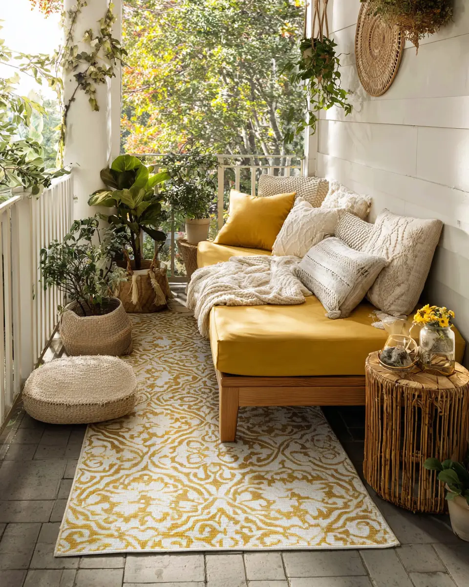 Soft Yellow Vintage Balcony Decor Ideas