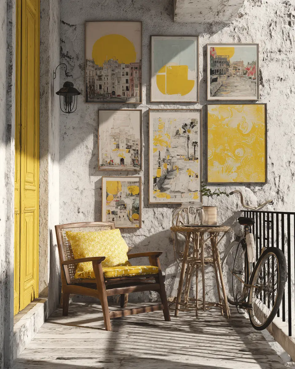 Soft Yellow Vintage Balcony Decor Ideas