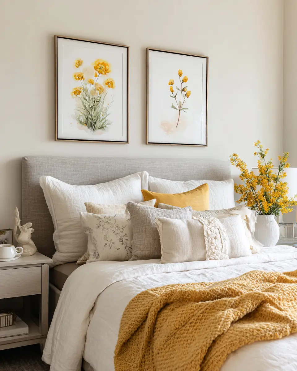 Soft Yellow Vintage Bedroom Decor Ideas