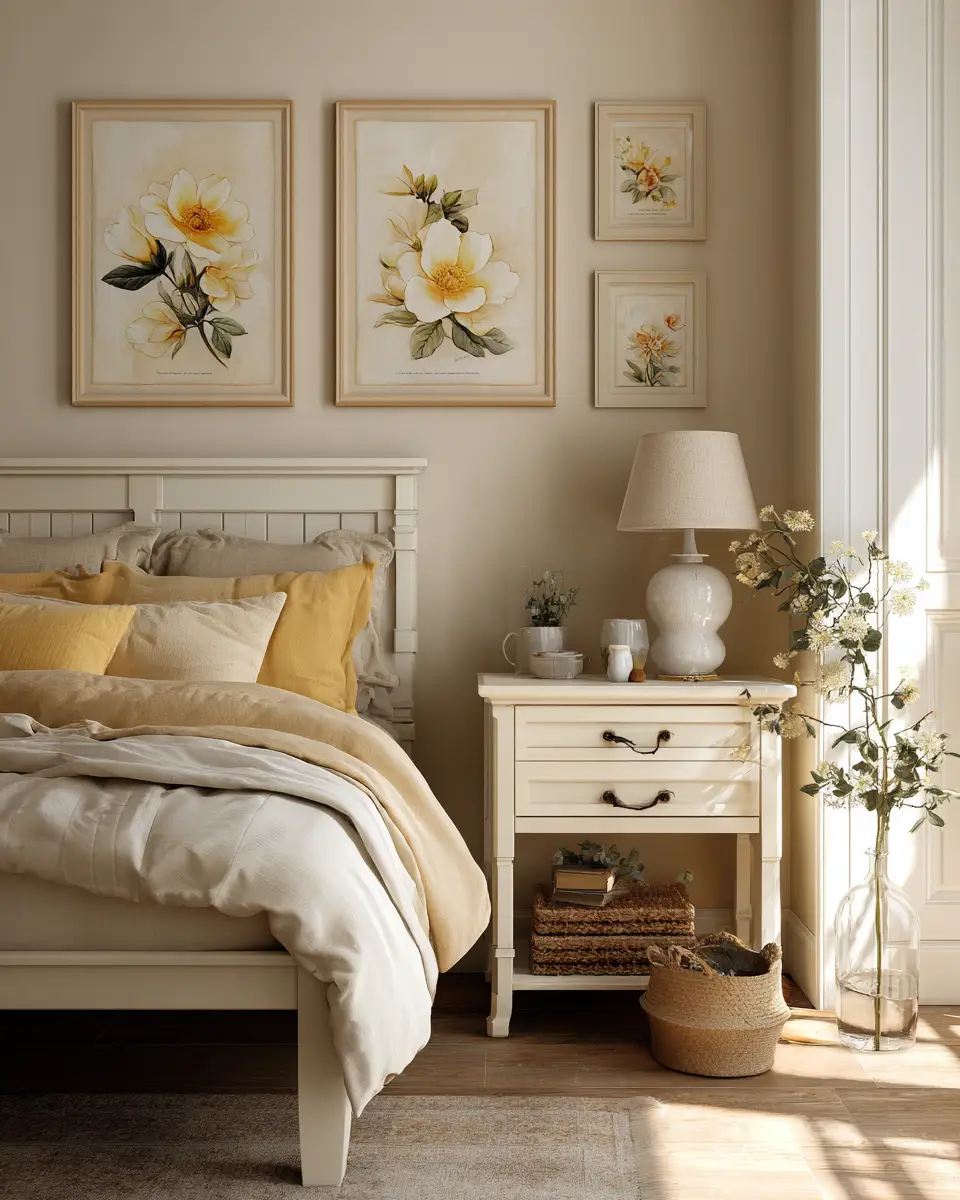 Soft Yellow Vintage Bedroom Decor Ideas