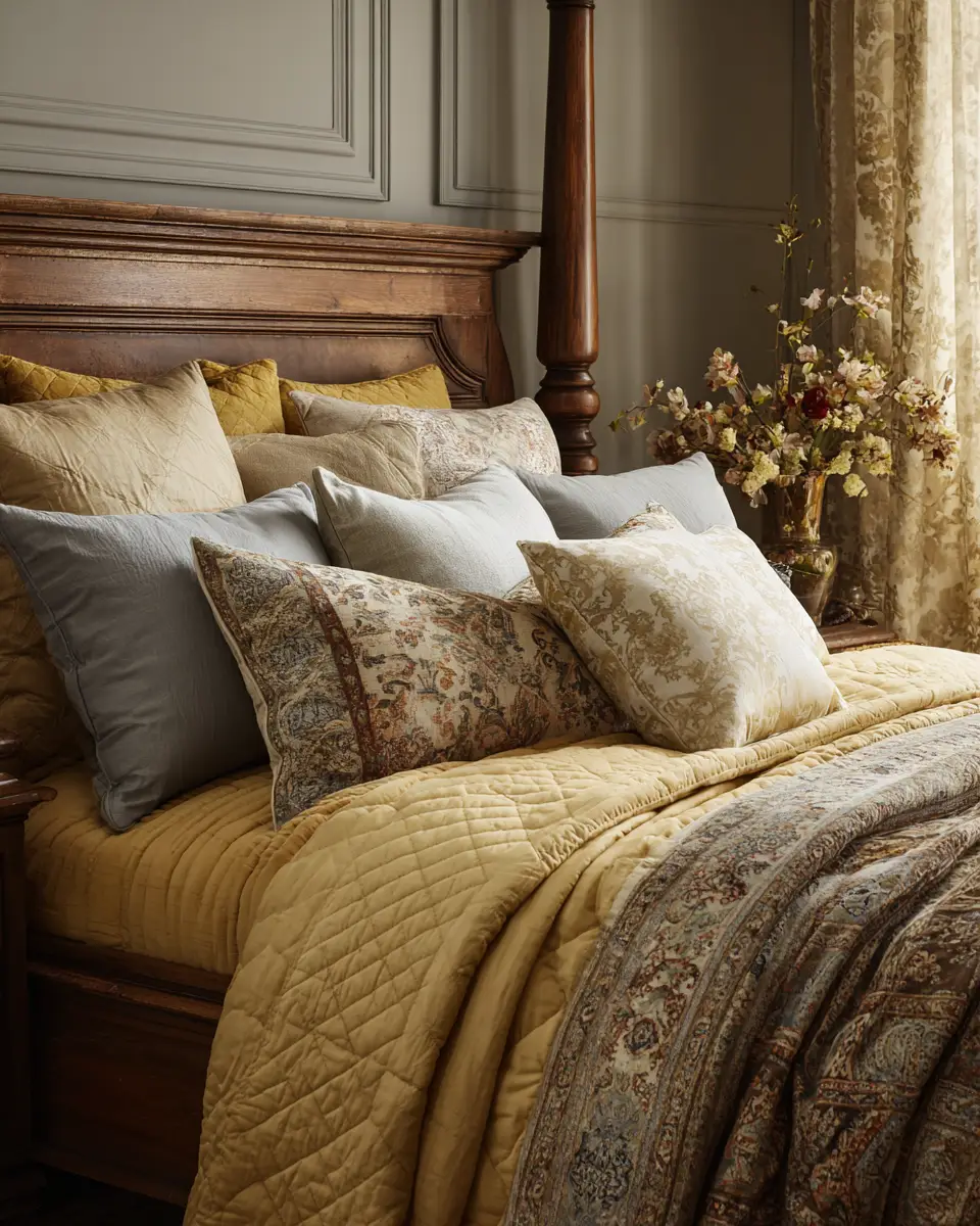 Soft Yellow Vintage Bedroom Decor Ideas