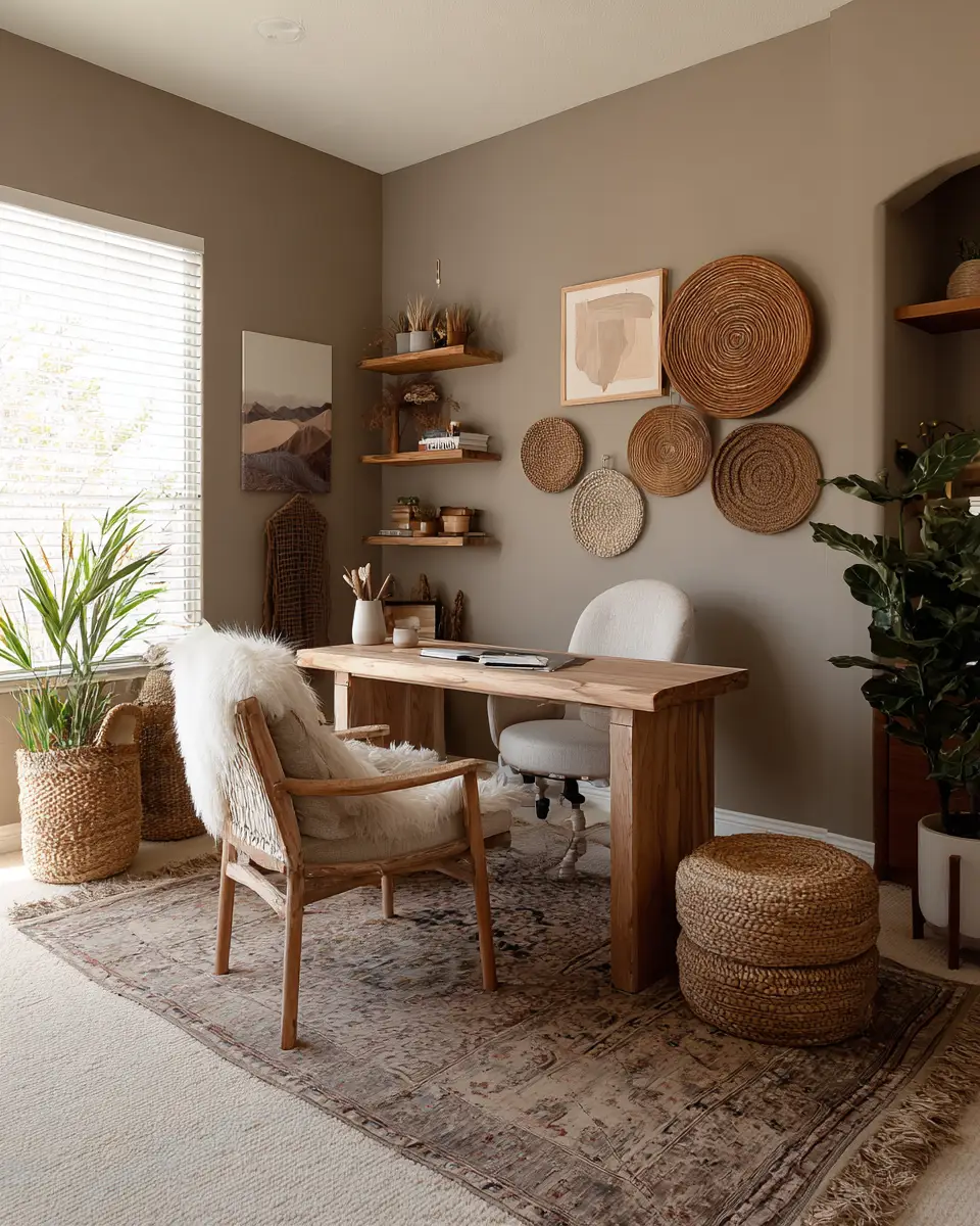 Taupe Boho Home Office Decor Ideas