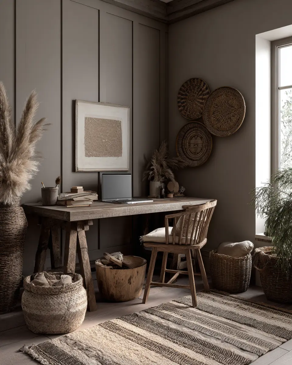 Taupe Boho Home Office Decor Ideas