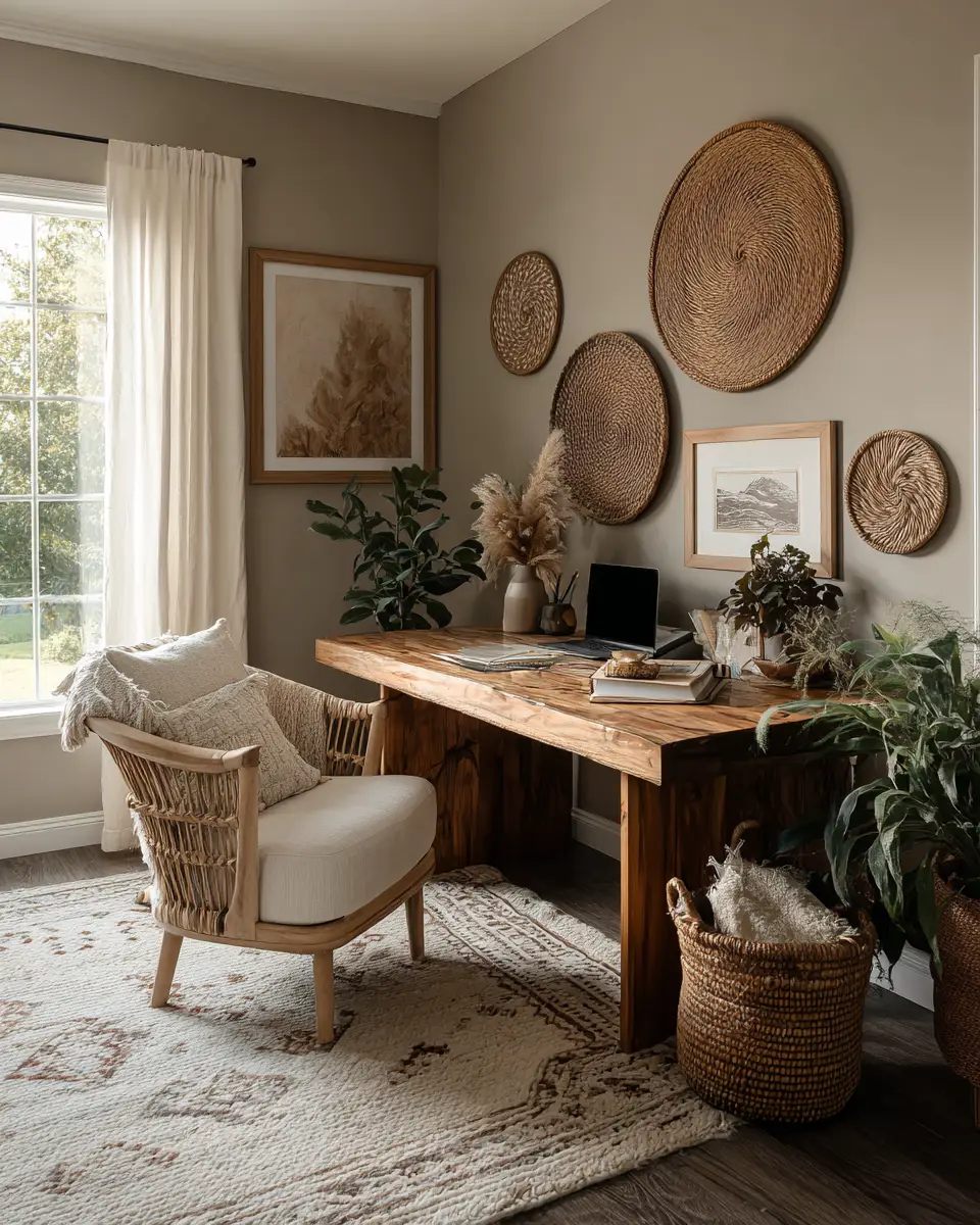 Taupe Boho Home Office Decor Ideas