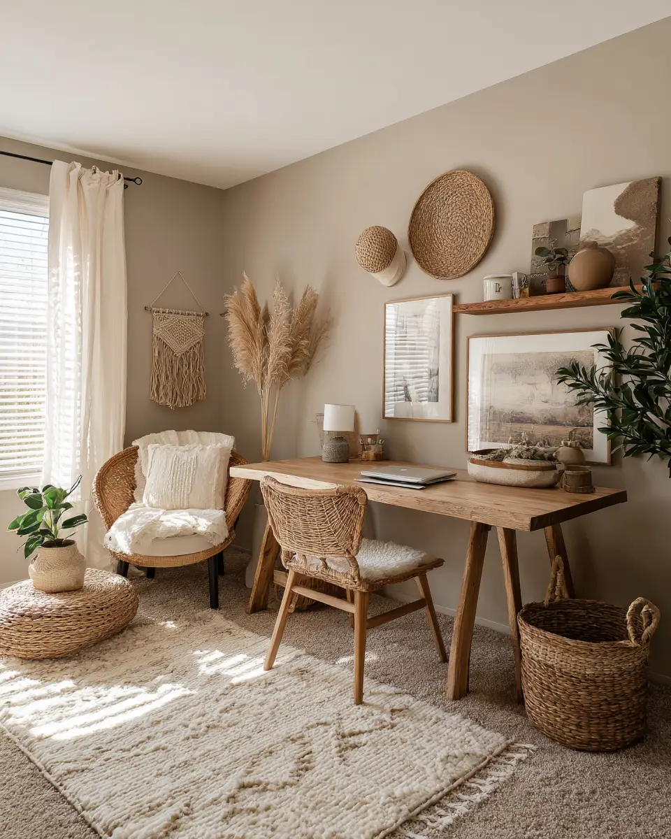 Taupe Boho Home Office Decor Ideas