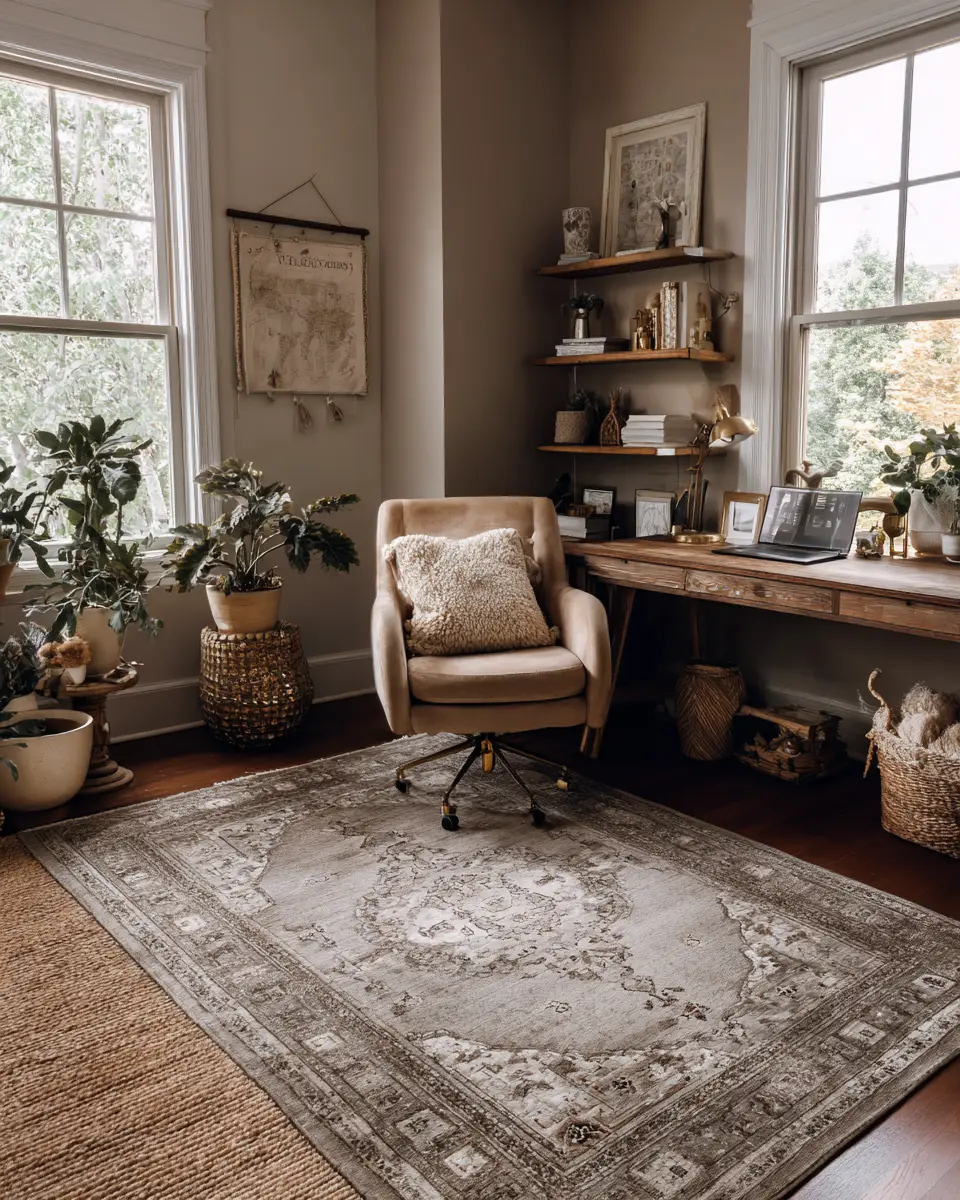 Taupe Boho Home Office Decor Ideas