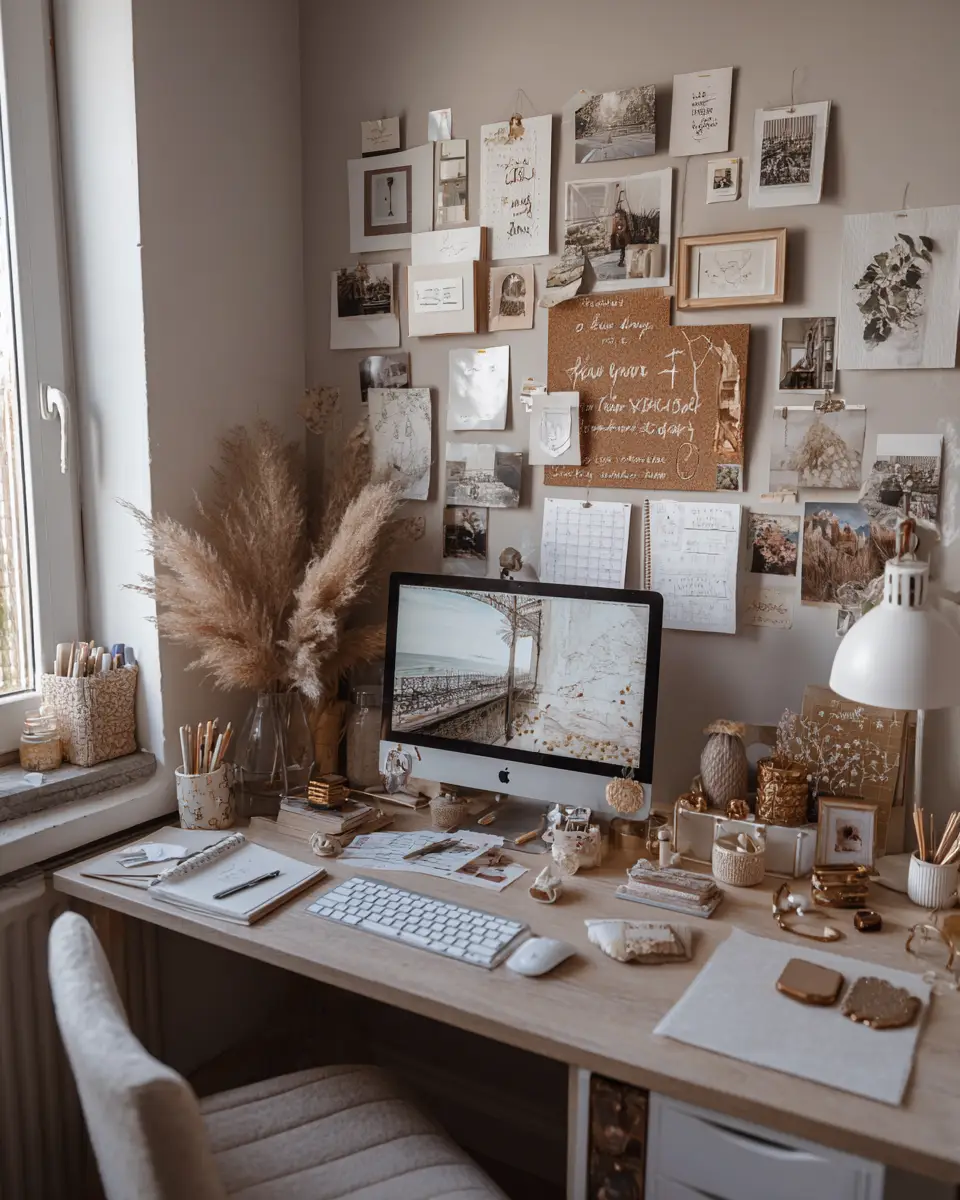 Taupe Boho Home Office Decor Ideas