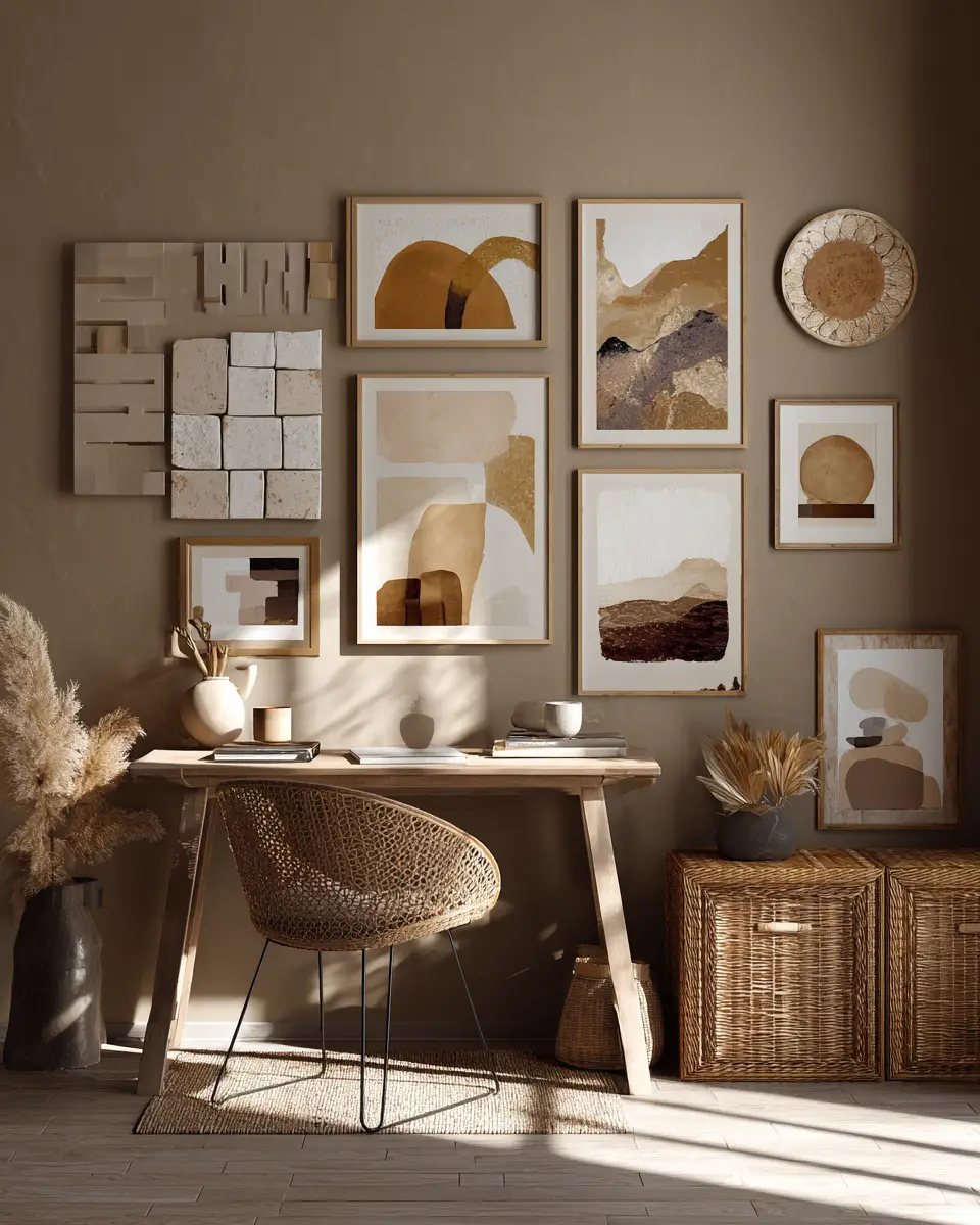 Taupe Boho Home Office Decor Ideas