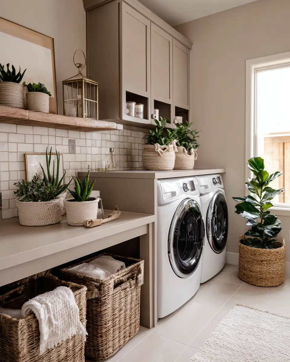 Taupe Boho Laundry Room Decor Ideas