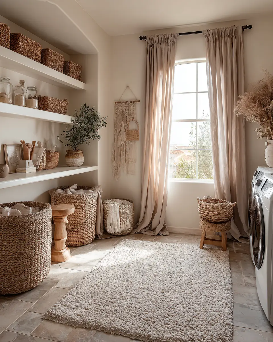 Taupe Boho Laundry Room Decor Ideas