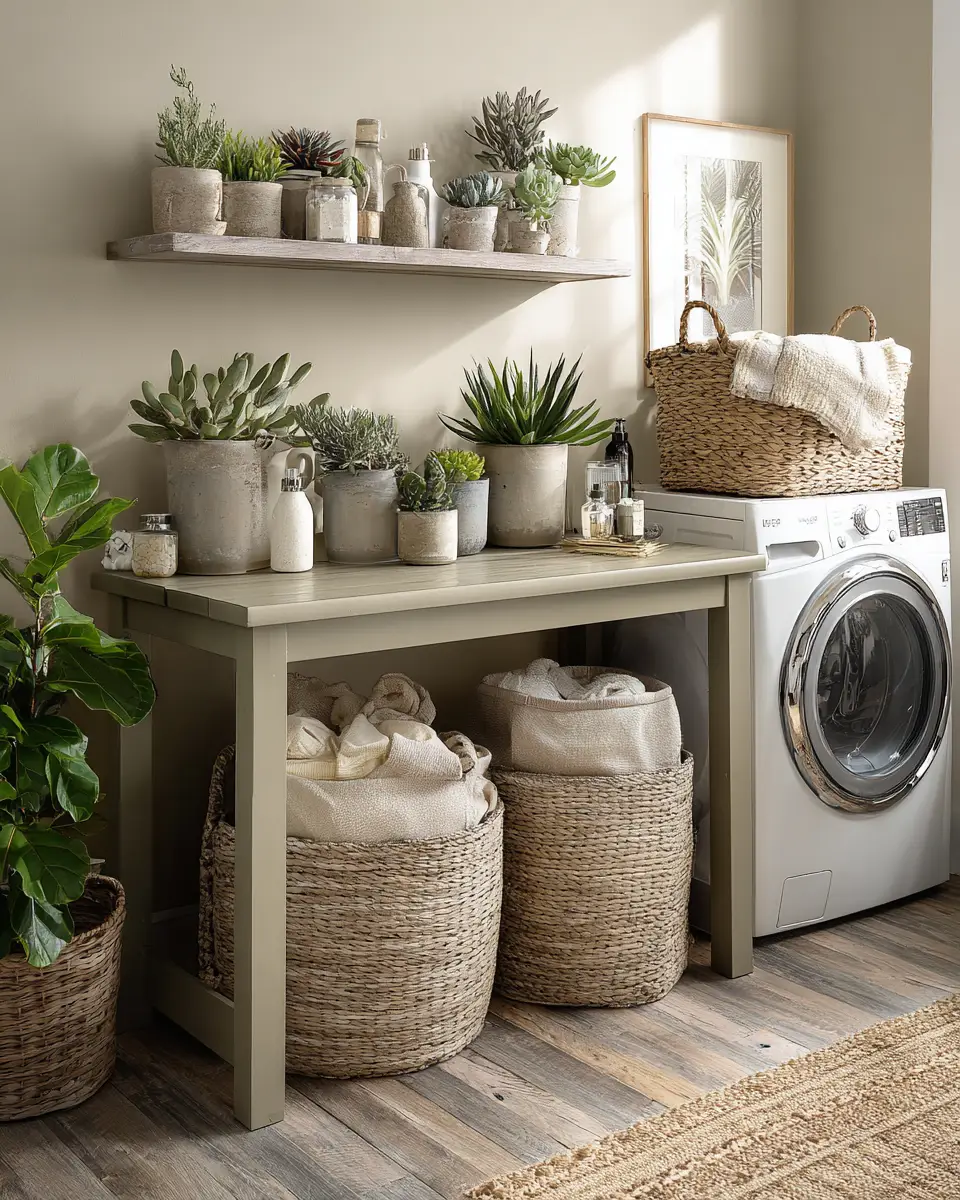 Taupe Boho Laundry Room Decor Ideas