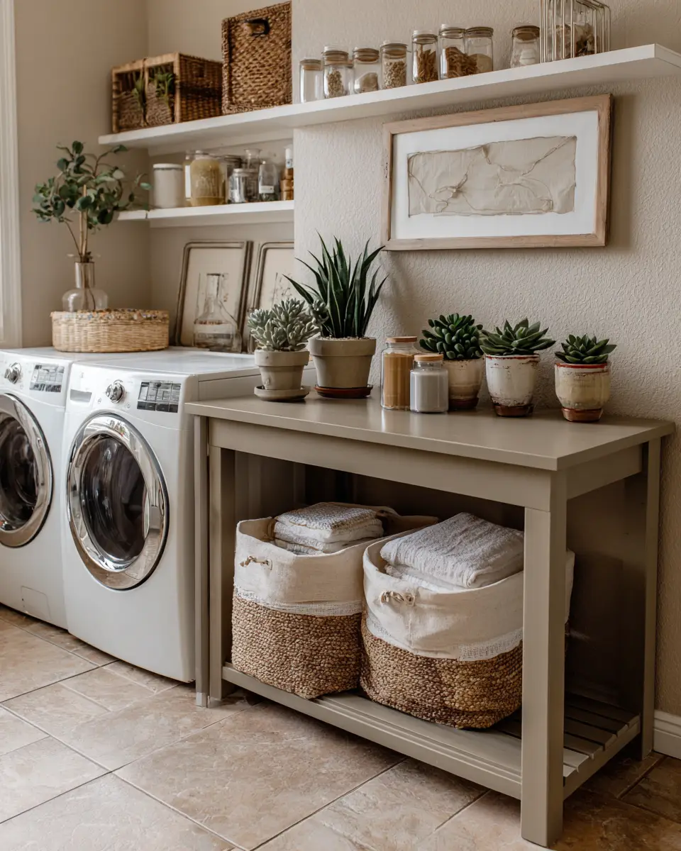 Taupe Boho Laundry Room Decor Ideas