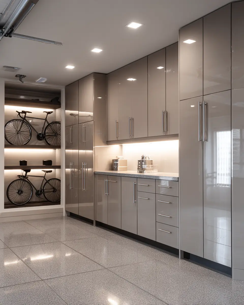 Taupe Contemporary Garage Decor Ideas - Featured